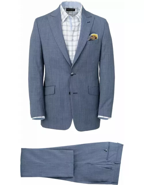 Wool Micro Check Single Breasted Peak Lapel Suit