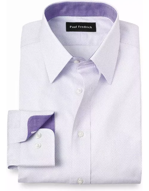 Non-iron Cotton Circle Print Dress Shirt With Contrast Tri