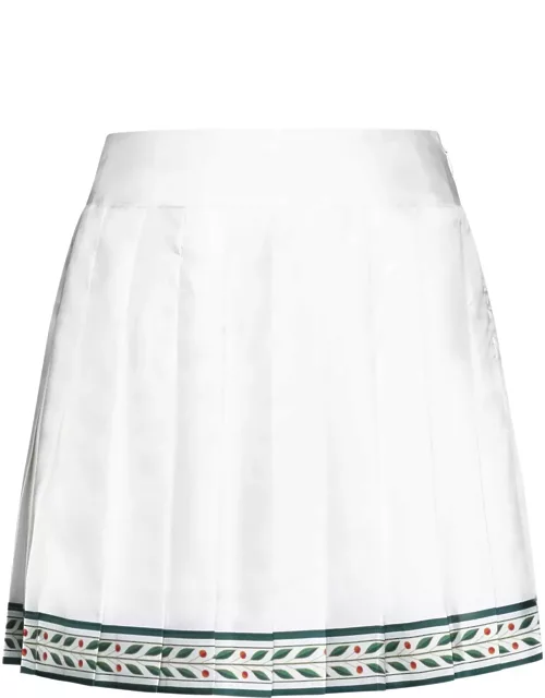 Casablanca Pleated Silk Miniskirt