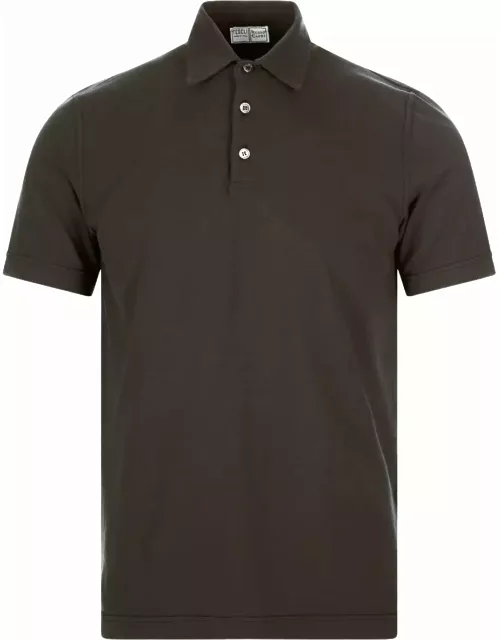 Fedeli Short-sleeved Polo Shirt In Military Green Cotton
