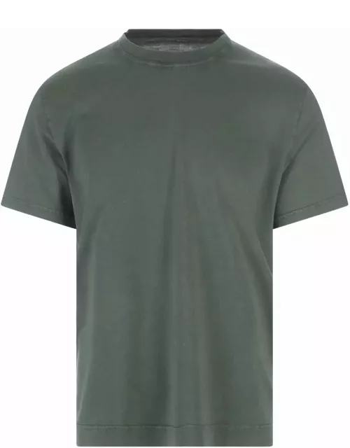 Fedeli Basic T-shirt In Moss Green Organic Cotton