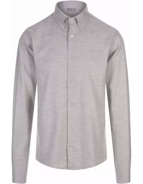 Fedeli Melange Grey Stretch Cotton Shirt