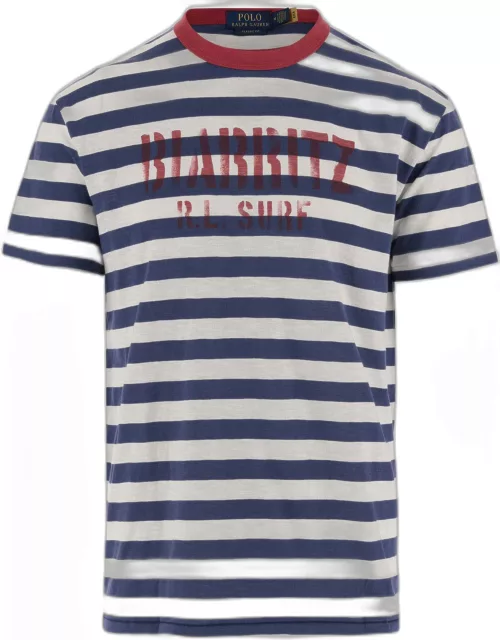 Ralph Lauren Cotton T-shirt With Striped Pattern And Logo