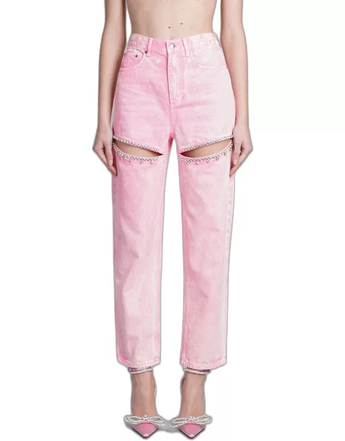 AREA Jeans In Rose-pink Cotton
