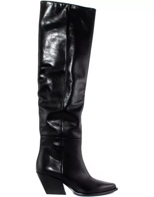 Elena Iachi Black Leather Knee Boot