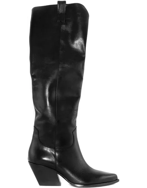Elena Iachi Black Leather Knee Boot
