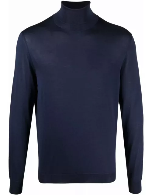 Drumohr Blue Merino Turtleneck Sweater