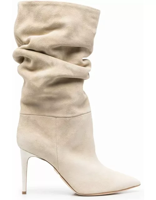 Paris Texas Beige Calf Leather Suede Ankle Boot