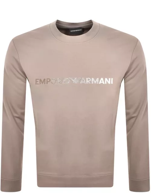 Emporio Armani Crew Neck Logo Sweatshirt Brown
