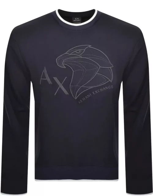 Armani Exchange Crew Neck Logo Sweatshirt Navy