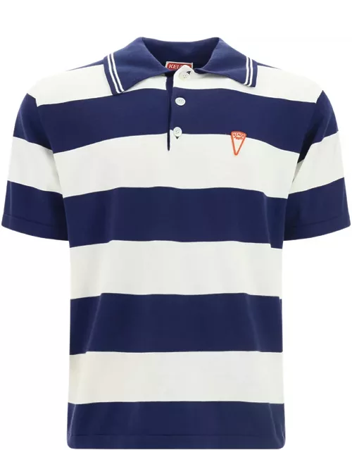 Kenzo Blue Striped Cotton Polo Shirt