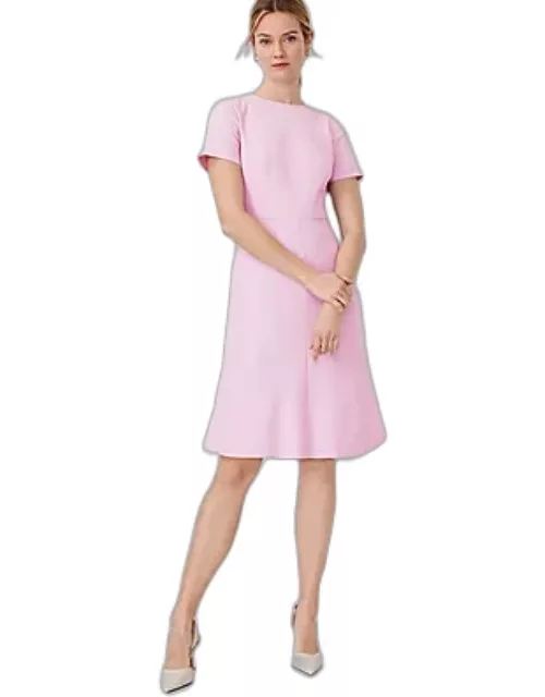 Ann Taylor The Petite Crew Neck Flare Dress in Cross Weave