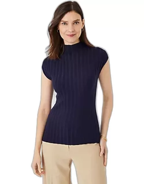 Ann Taylor Petite Ribbed Mock Neck Sweater Shell Top