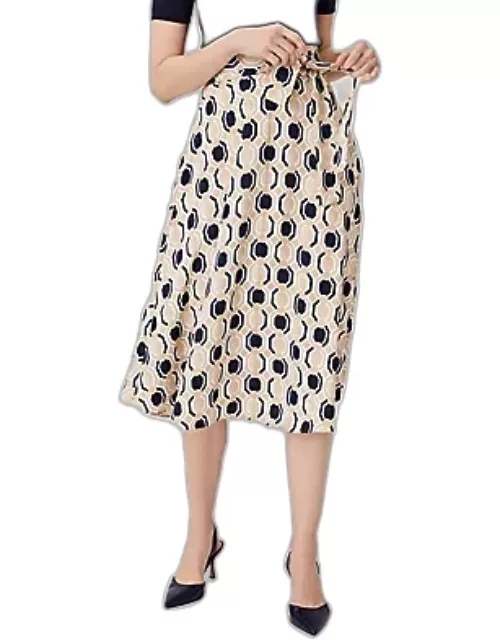 Ann Taylor Petite Geo Tie Waist Full Midi Skirt