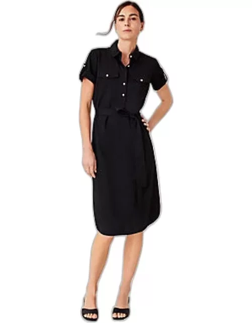 Ann Taylor Tab Sleeve Belted Patch Pocket Shift Dres
