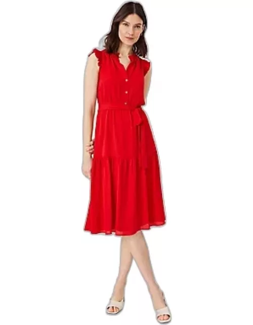 Ann Taylor Ruffle Belted Flare Dres