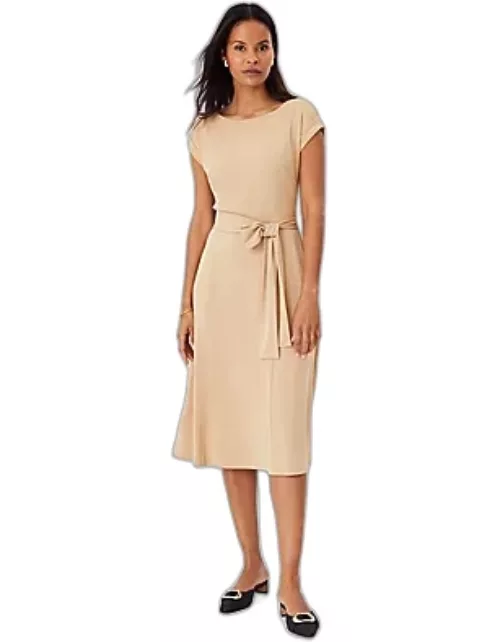 Ann Taylor Belted Cap Sleeve Flare Dres