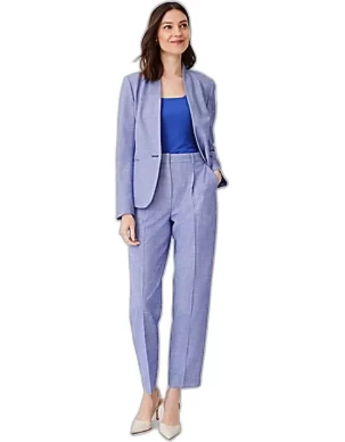 Ann Taylor The Petite High Rise Pleated Taper Pant in Cross Weave