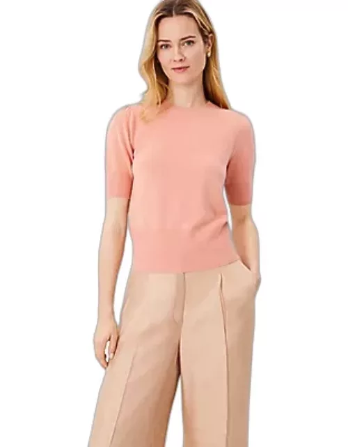 Ann Taylor Studio Collection Cashmere Puff Sleeve Sweater Tee