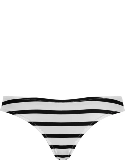 Women Bikini Bottom Mini Brief Rayures - Swimming Trunk - Frise - Black