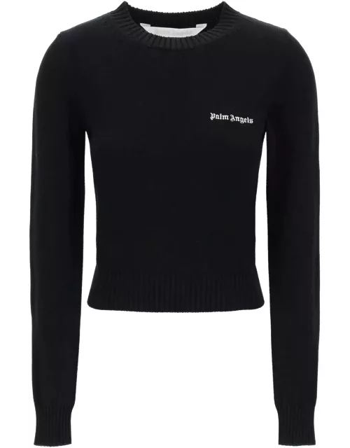 PALM ANGELS cropped pullover with embroidered logo