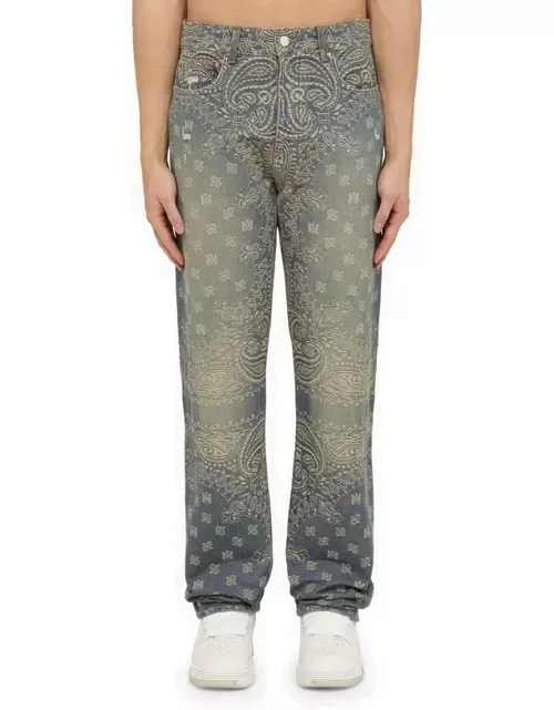 Regular jeans with denim bandana motif