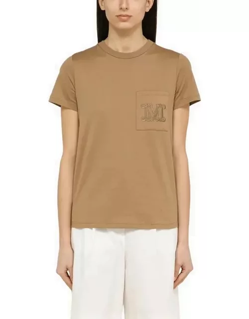 Clay-coloured cotton T-shirt with logo