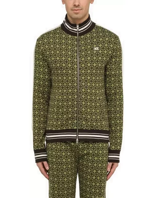 Olive green/brown cotton Power zip sweatshirt