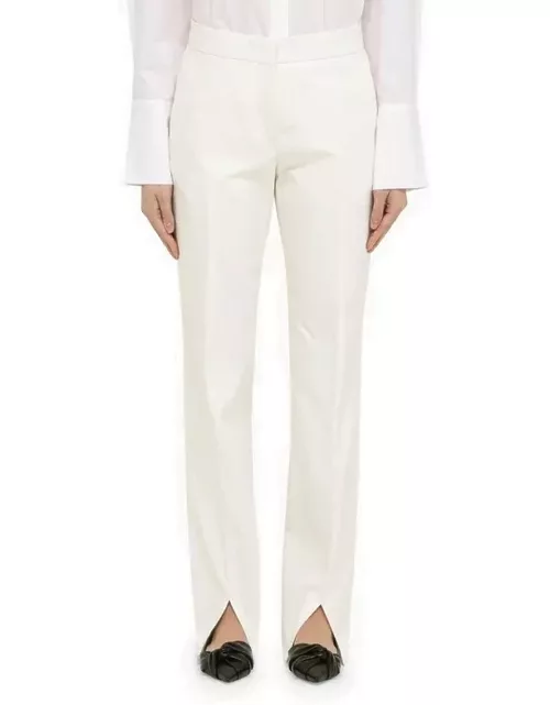 White cotton trousers with slit