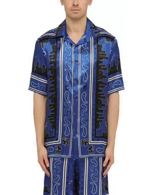 Blue shirt with bandana motif