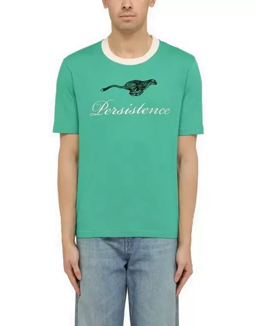 Green cotton T-shirt with print