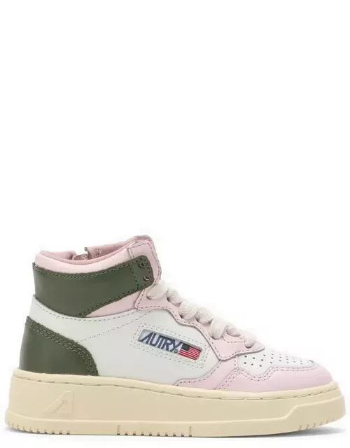 Mid Medalist white/pink/green trainer