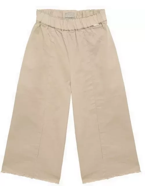 Oatmeal cotton wide trouser