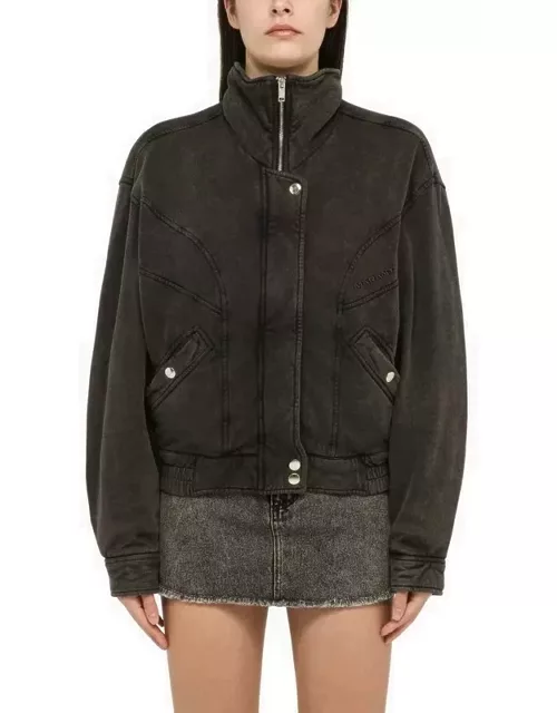 Parveti black washed-effect bomber jacket