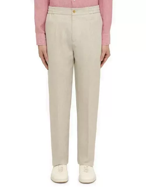 Regular white linen trouser