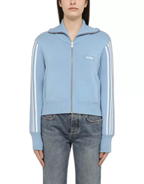 Light blue/white viscose blend zip sweatshirt