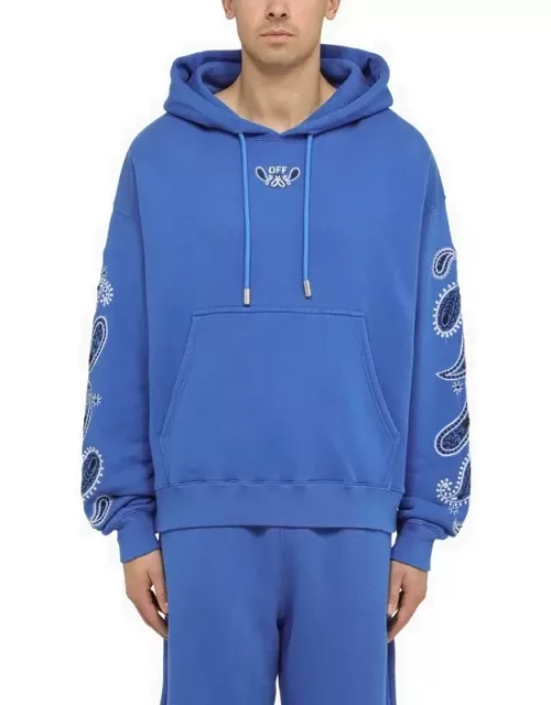 Nautical blue cotton hoodie with logo embroidery
