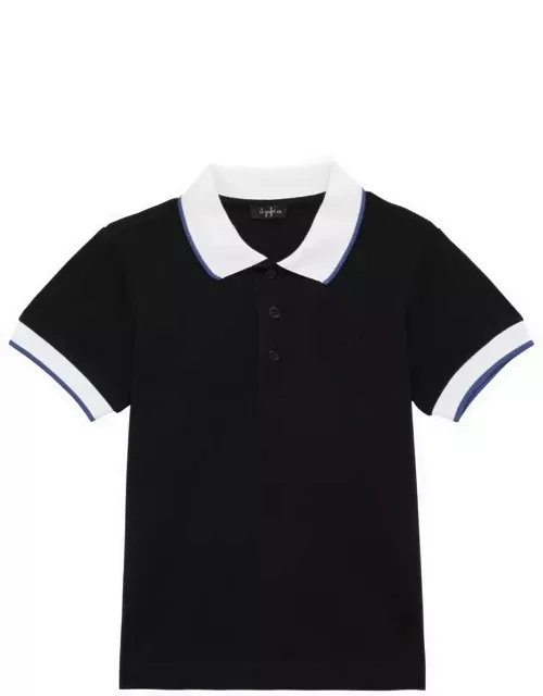 Blue/white cotton polo shirt