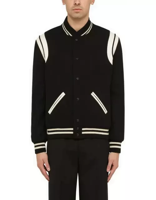 Black/white wool bomber jacket