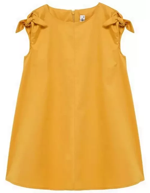 Curcuma yellow cotton dress with bow