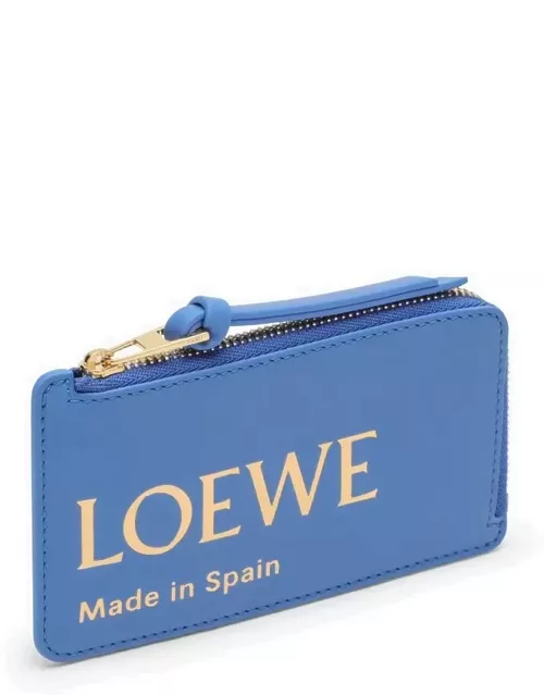 Seaside blue leather coin purse with logo