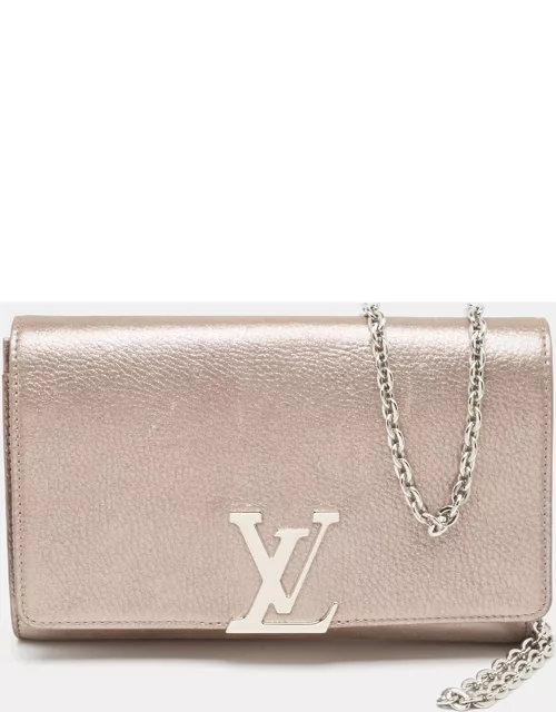 Louis Vuitton Metallic Pink Iridescent Leather Chain Louise Clutch