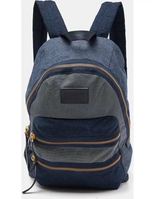 Marc by Marc Jacobs Two Tone Blue Denim Double Zip Backpack