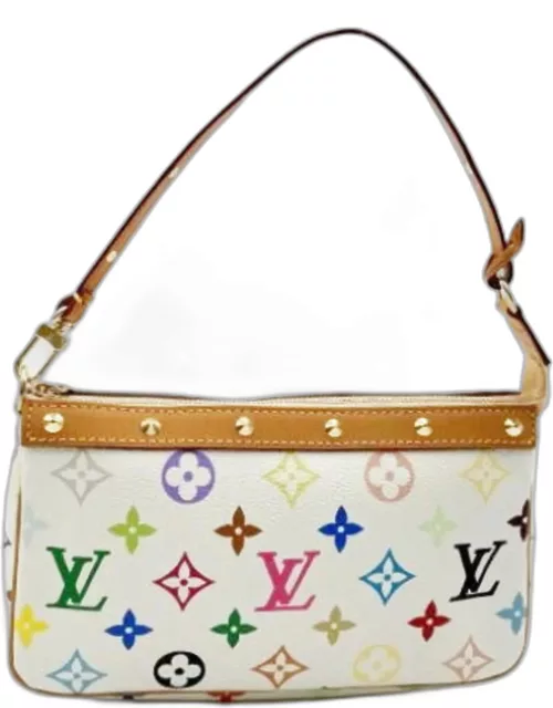 Louis Vuitton White Multicolor Monogram Canvas Pochette Accessoires Clutch Bag