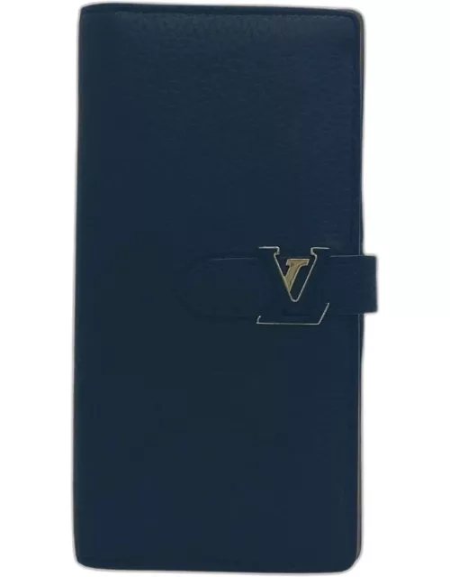 Louis Vuitton Blue Leather LV Vertical Wallet