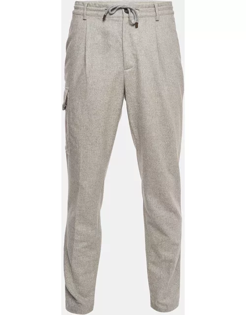 Brunello Cucinelli Grey Wool Cargo Trousers