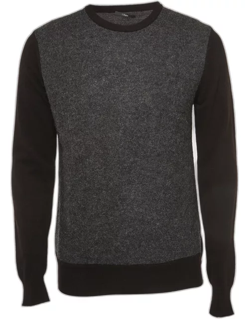 Z Zegna Black/Grey Knit Crew Neck Sweatshirt