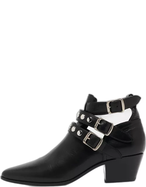 Saint Laurent Black Leather Ankle Boot