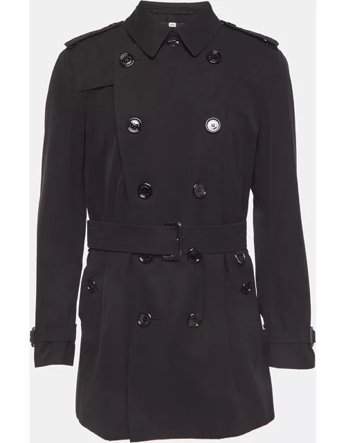 Burberry Black Cotton Double Breasted Sandringham Trench Coat