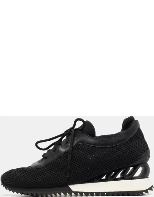 Le Silla Black Mesh and Leather Low Top Sneaker